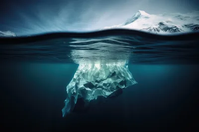 Underwater View Of A Massive Floating Iceberg