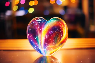 Glass Heart Sculpture With Vibrant Swirling Colors