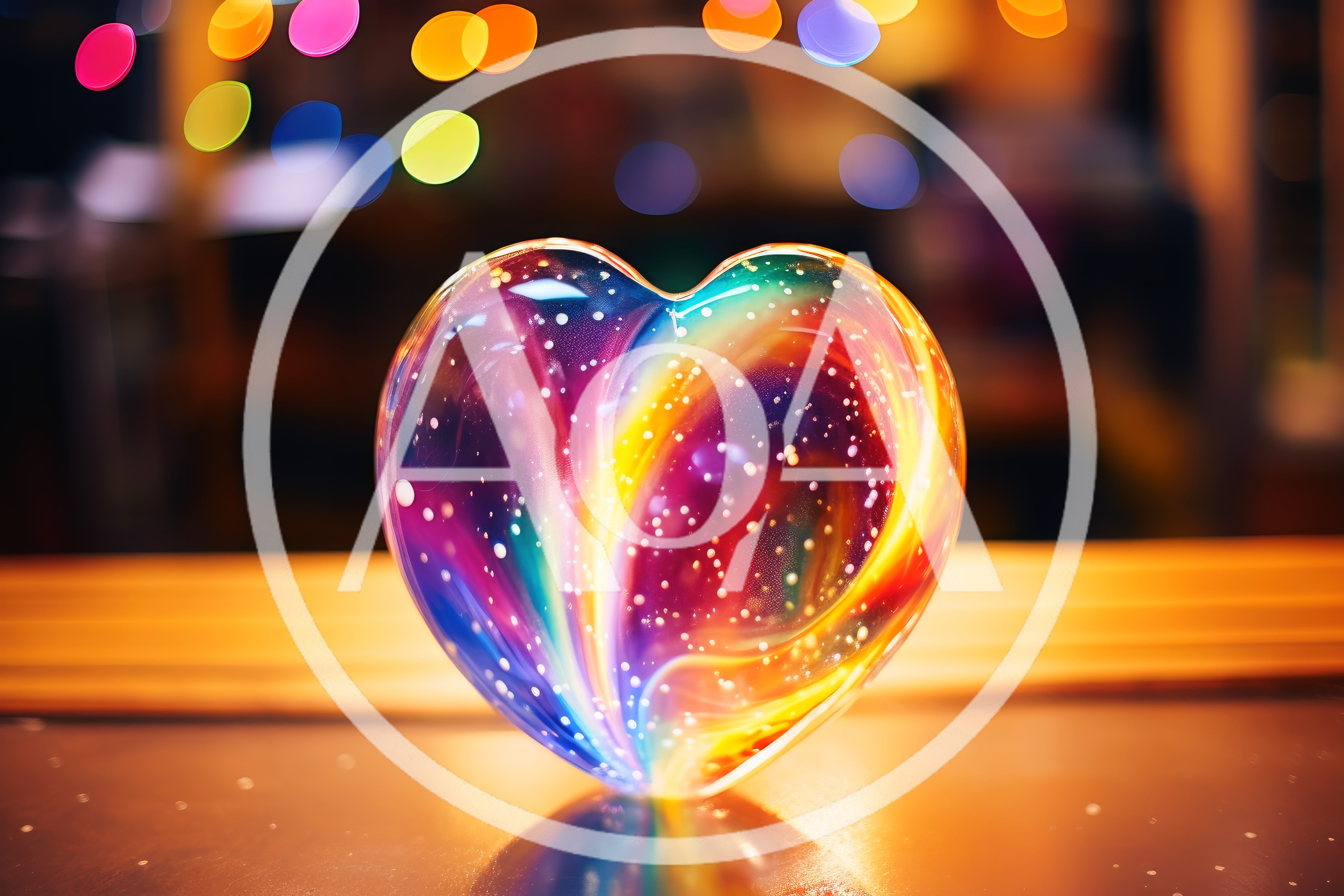 Glass Heart Sculpture With Vibrant Swirling Colors