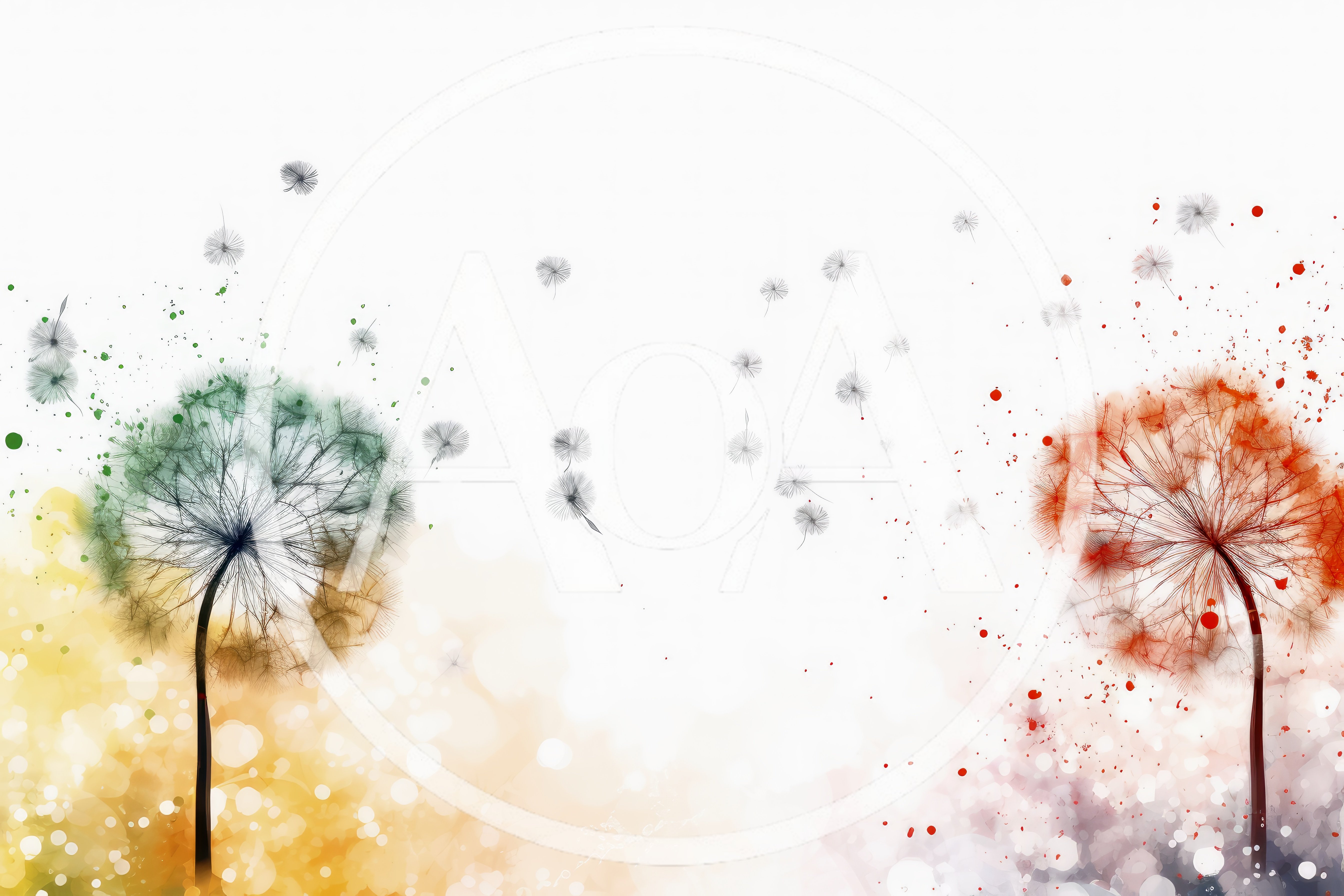 Abstract Watercolor Dandelion Art With Floating Seeds