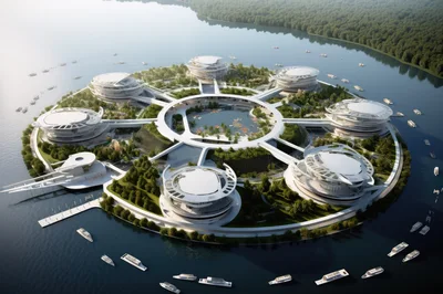 Futuristic Circular Floating Eco City Concept