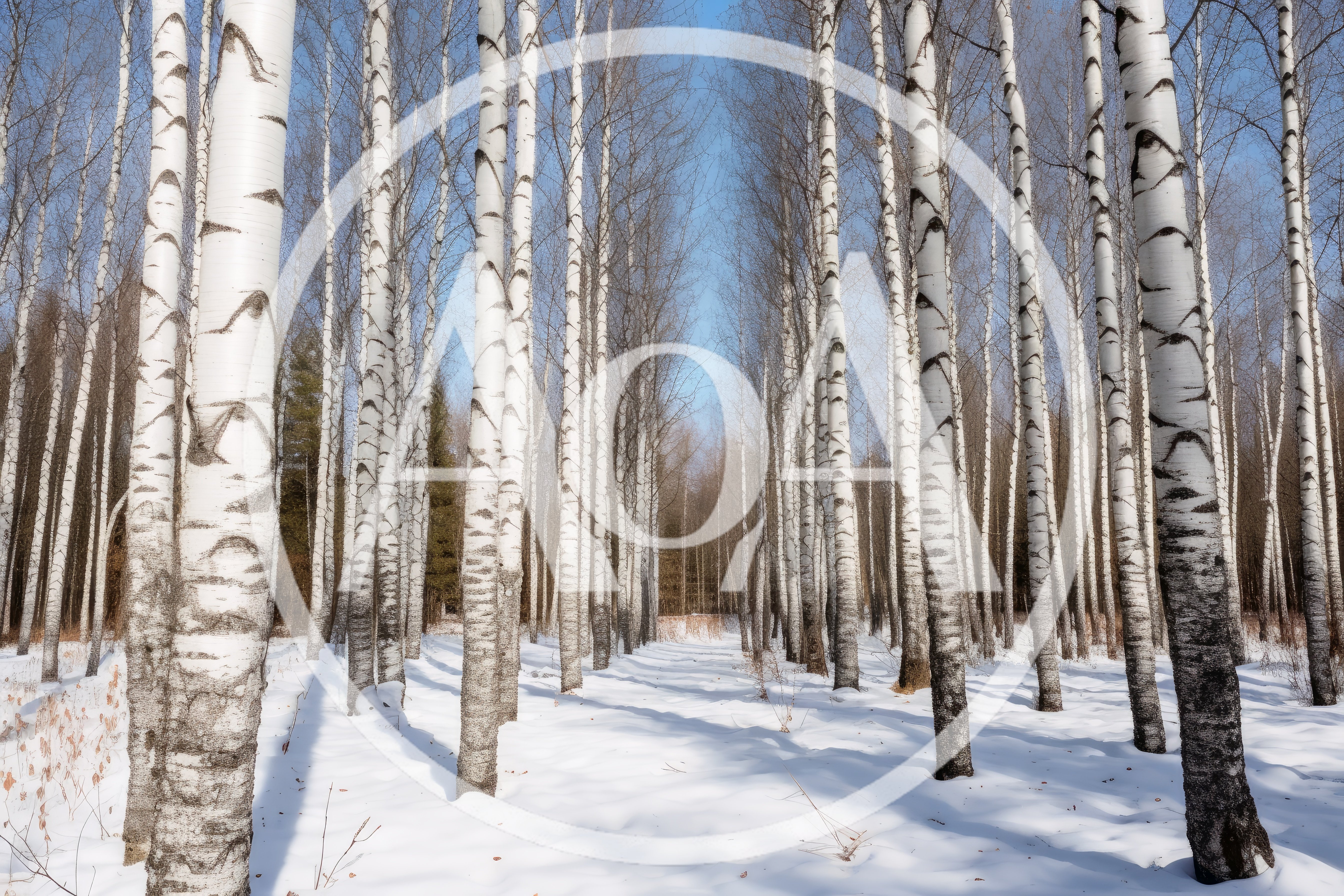 Birch Tree Forest Alley In Winter