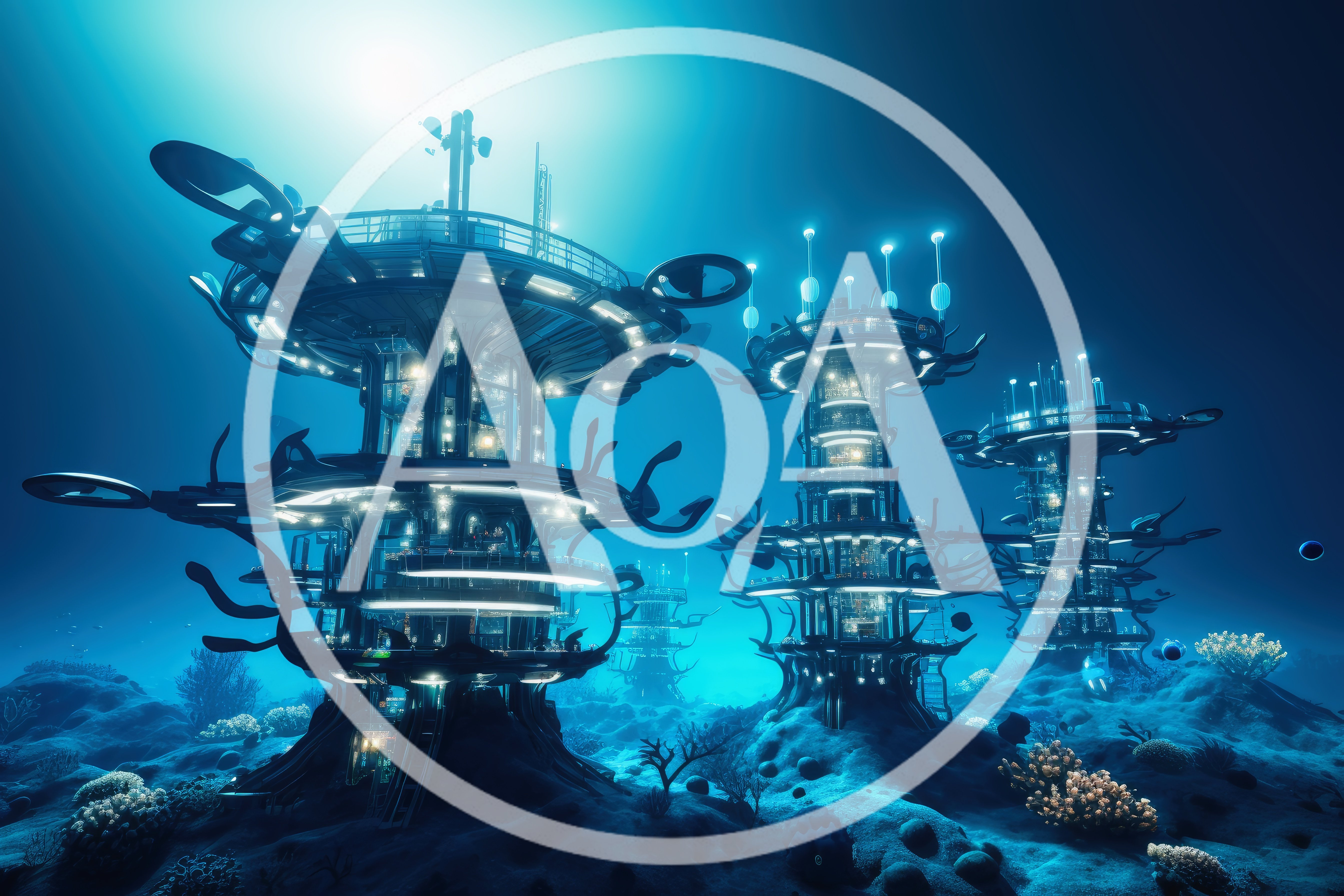 Futuristic Underwater City Structures On Ocean Floor