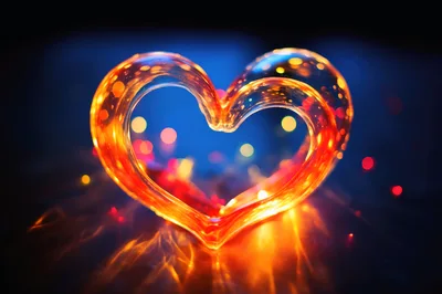 Glowing Abstract Heart Shape With Bokeh Lights