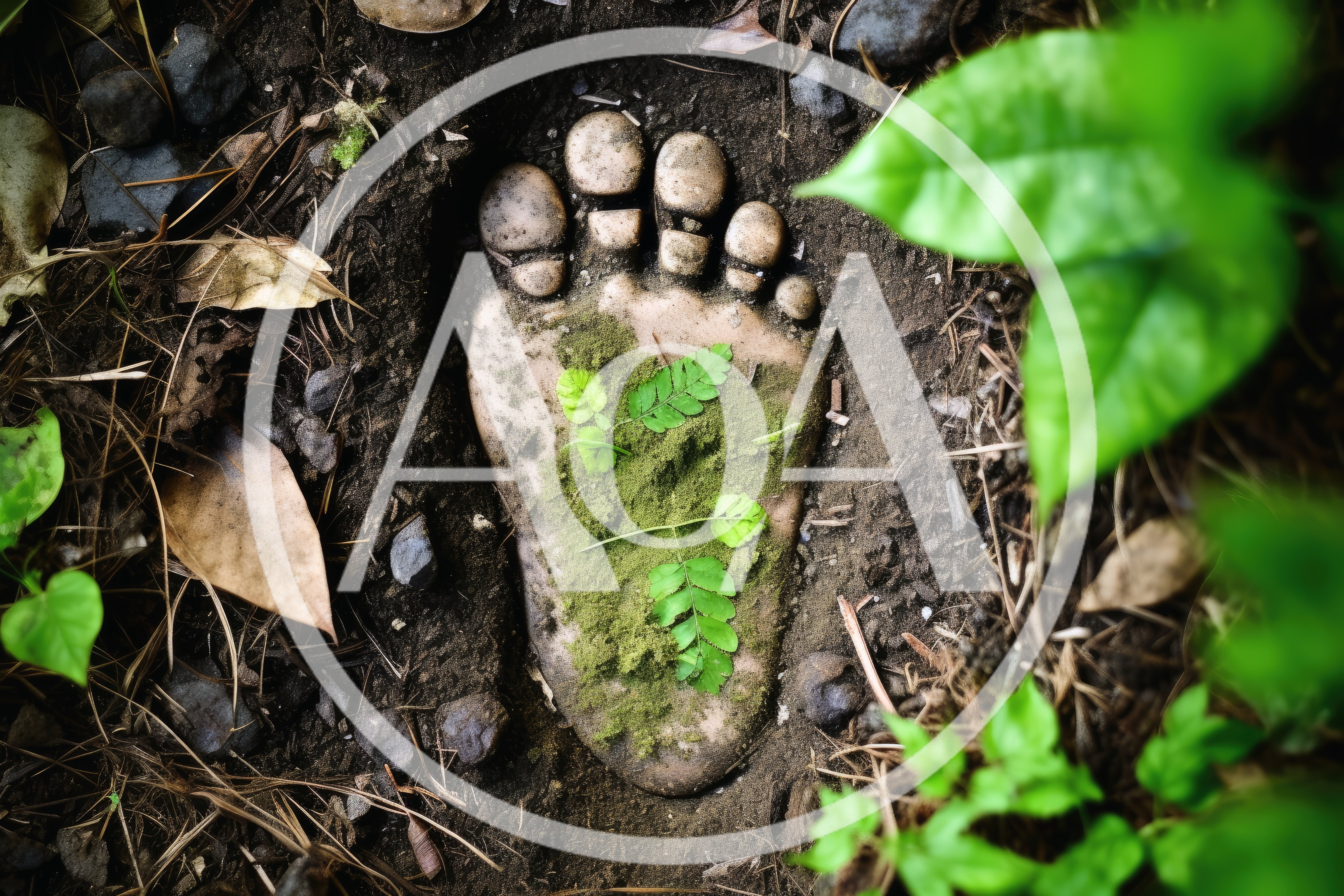 Human Footprint Impression In Forest Soil