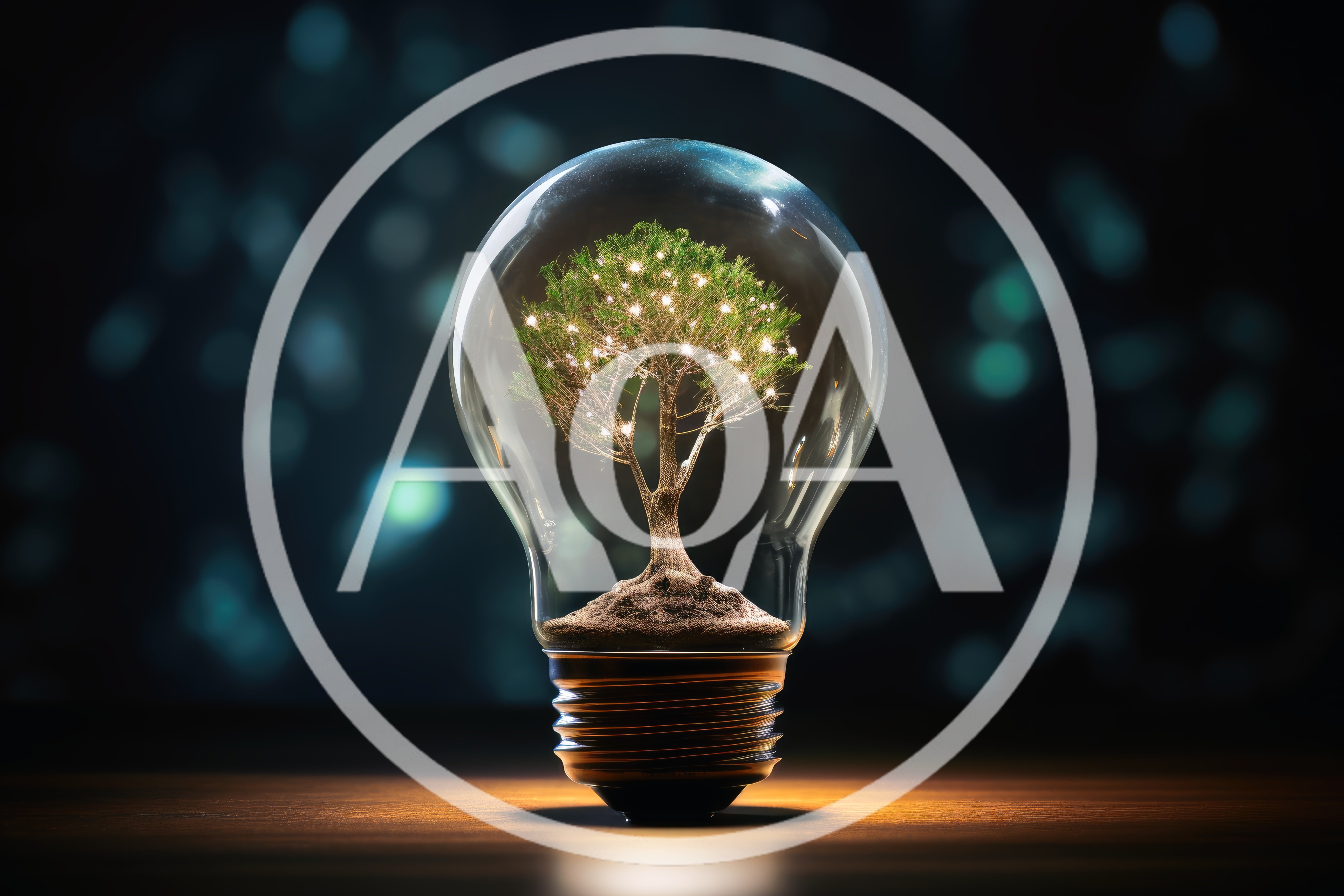 Glowing Tree Inside A Glass Light Bulb