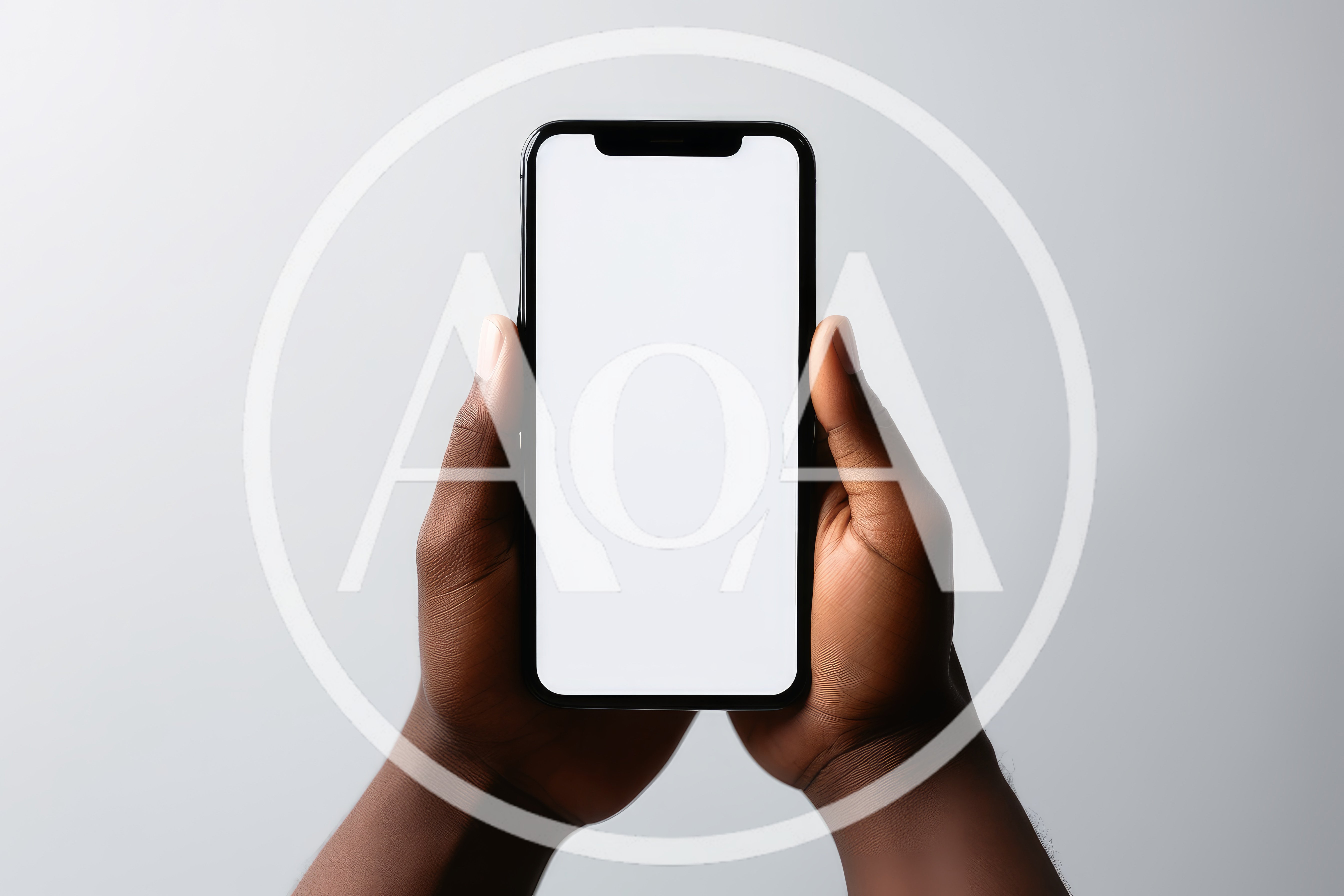Person Holding Smartphone With Blank White Screen