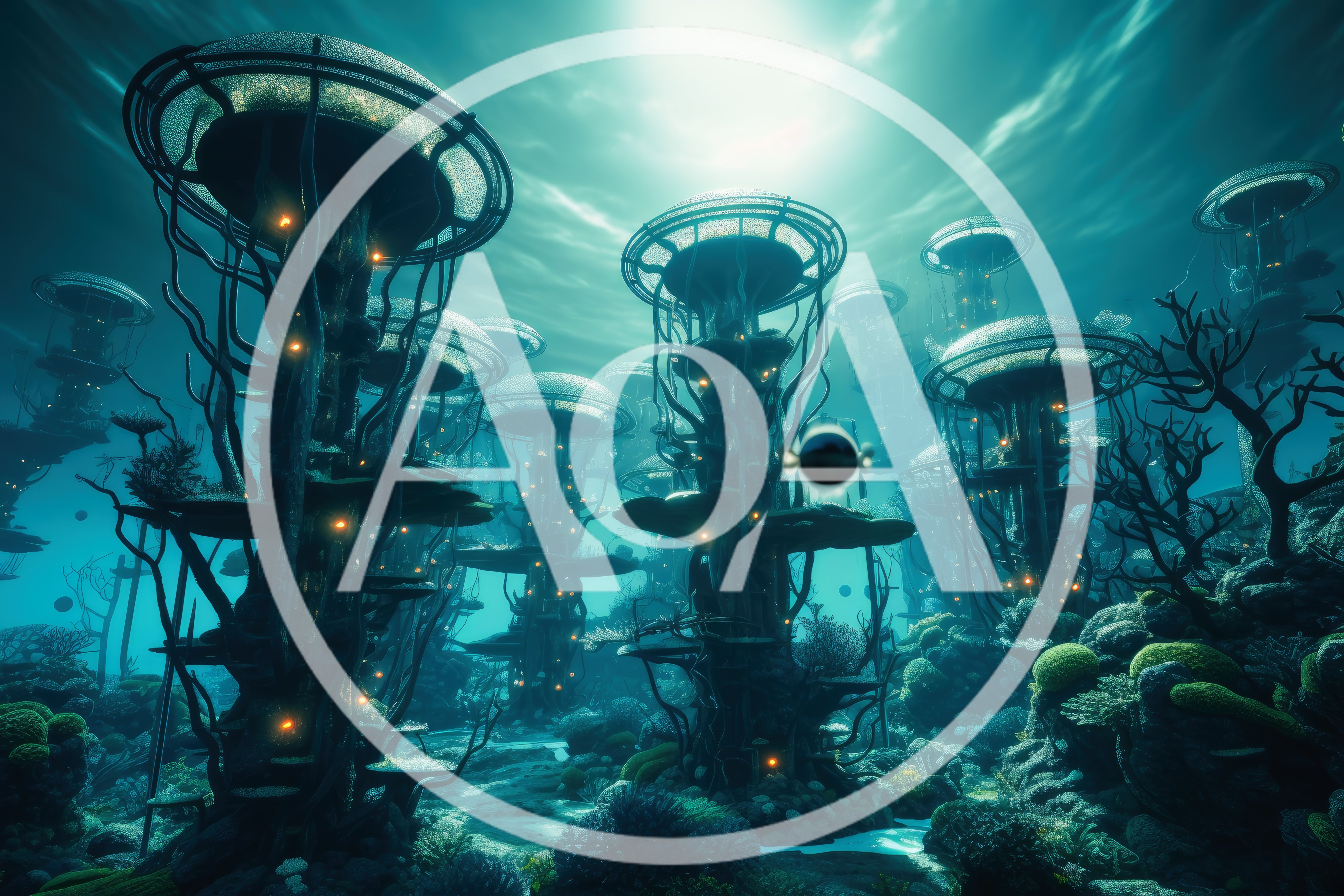 Futuristic Underwater Alien City With Bioluminescent Structures