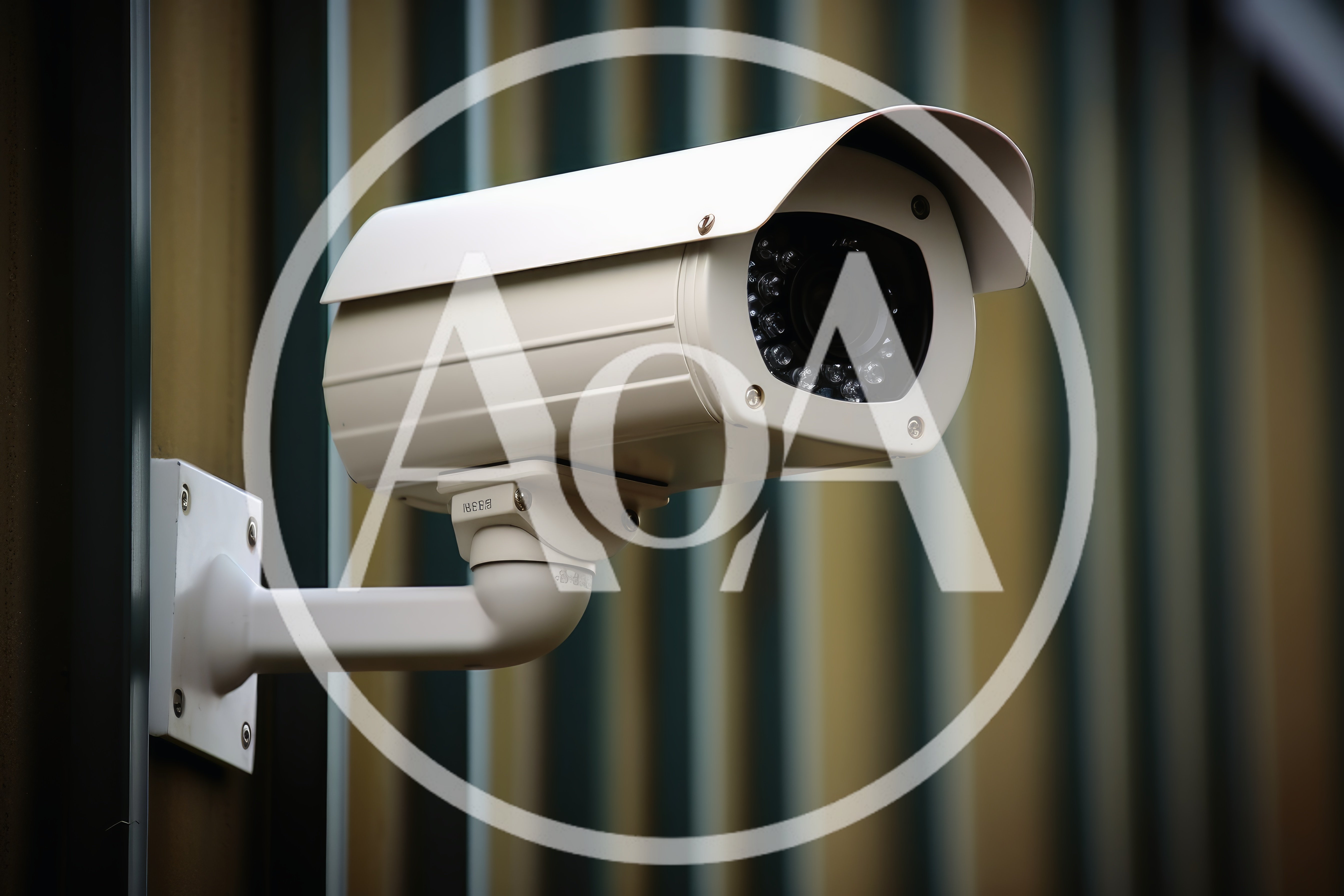 Outdoor Security Camera Mounted On A Metal Wall