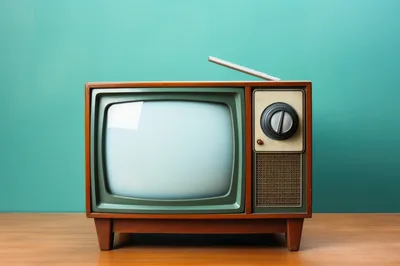 Vintage Retro Television Set On Wooden Table