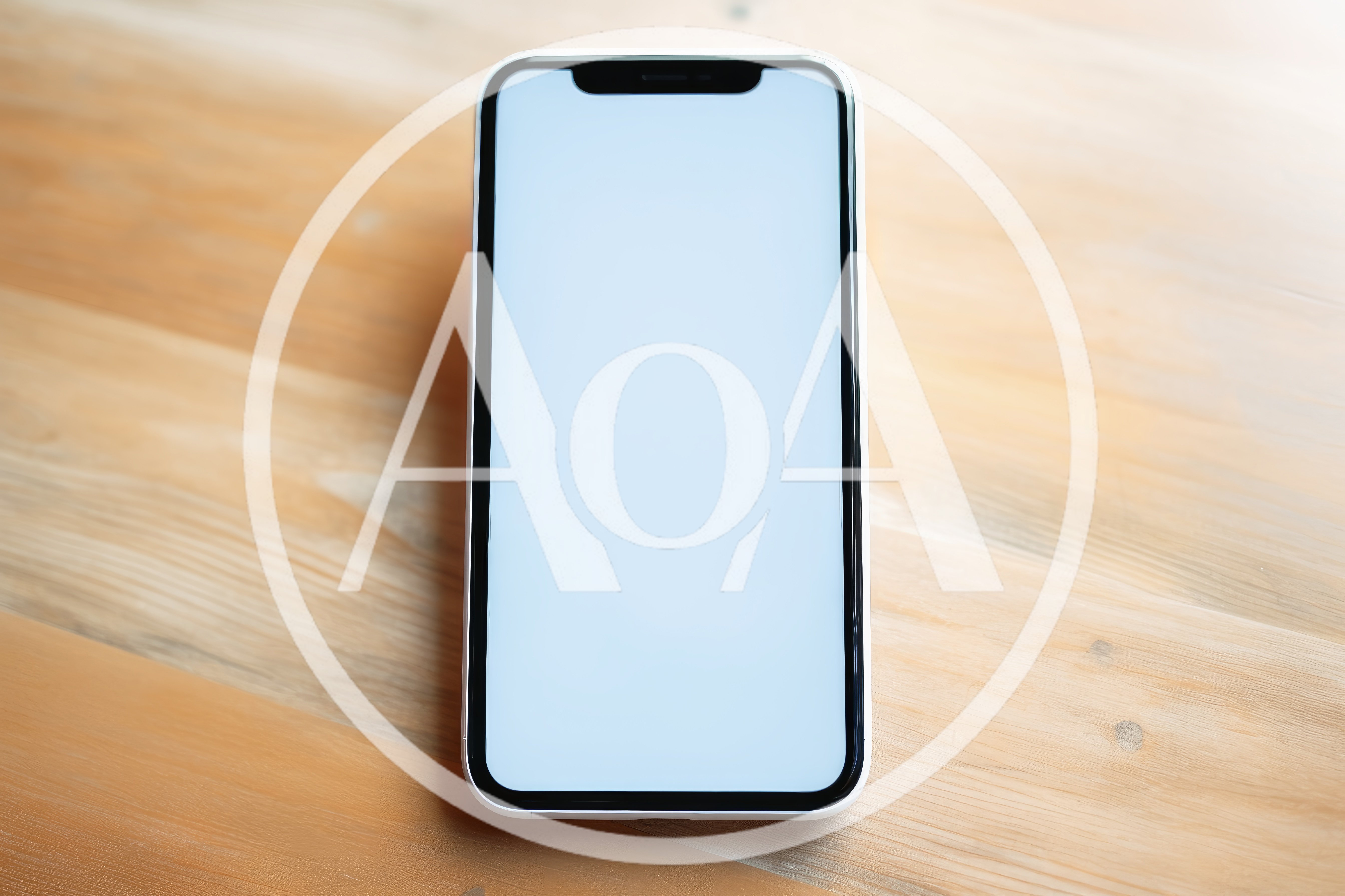 Modern Smartphone With Blank Screen On Wooden Table