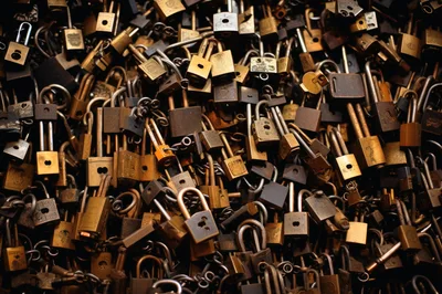 Pile Of Vintage Brass Padlocks