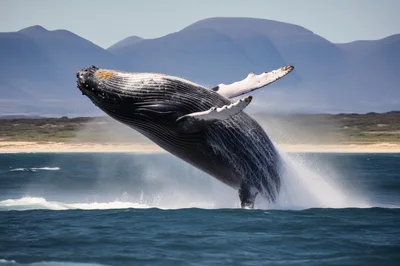 Humpback Whale Breaching Out Of The Ocean