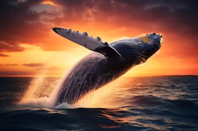 Humpback Whale Breaching During A Vibrant Sunset
