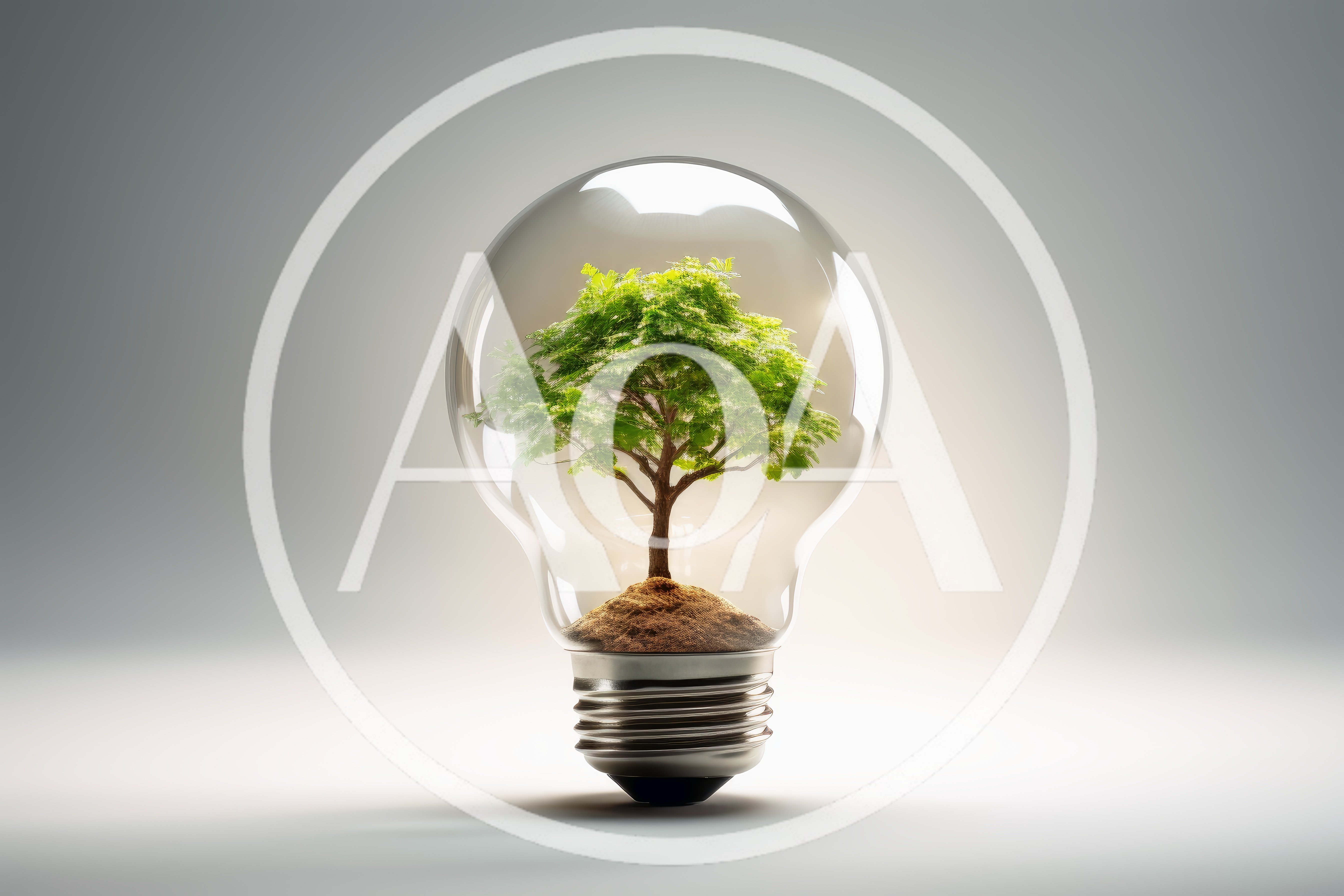 Small Green Tree Growing Inside A Light Bulb