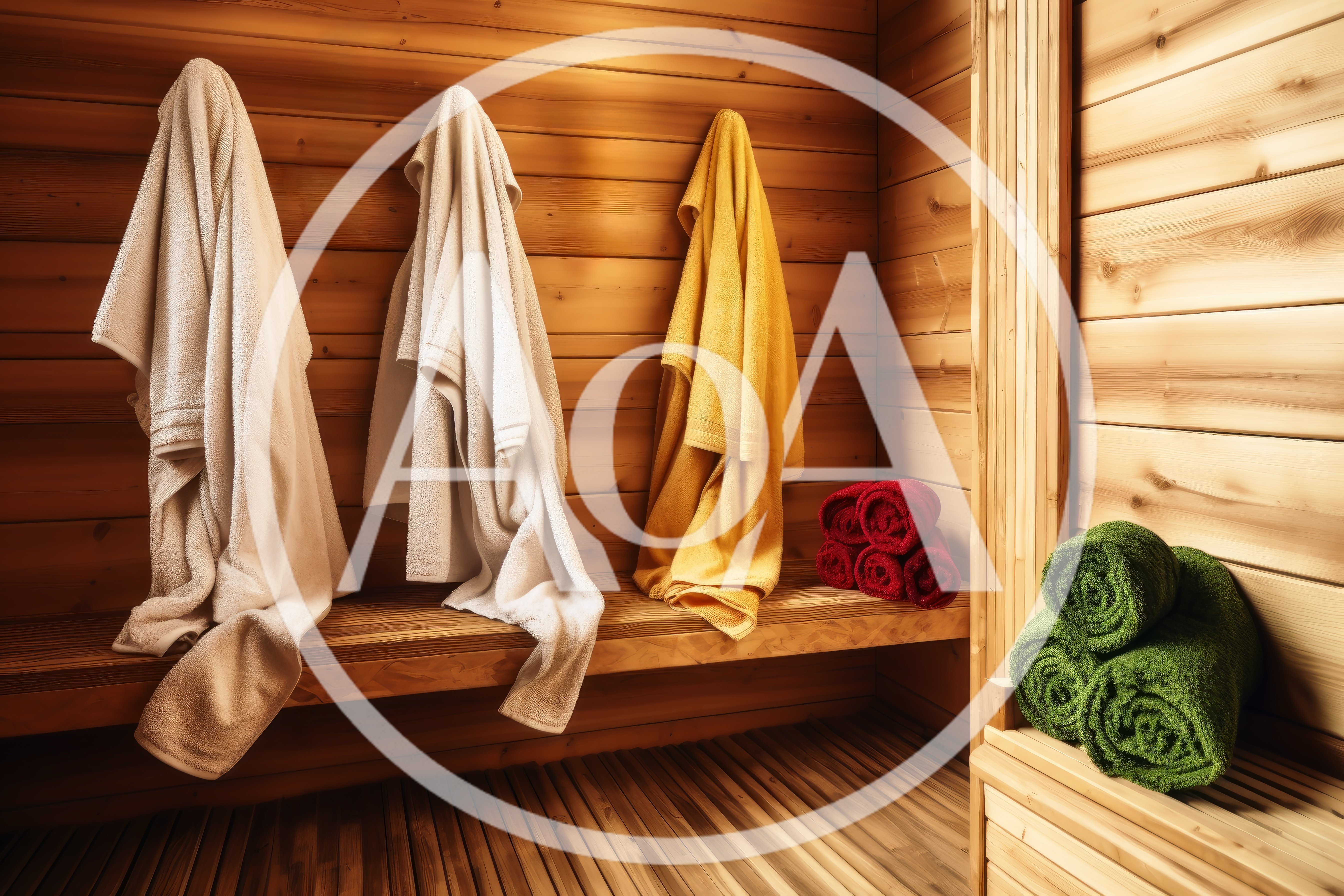 Towels Hanging In A Traditional Wooden Sauna