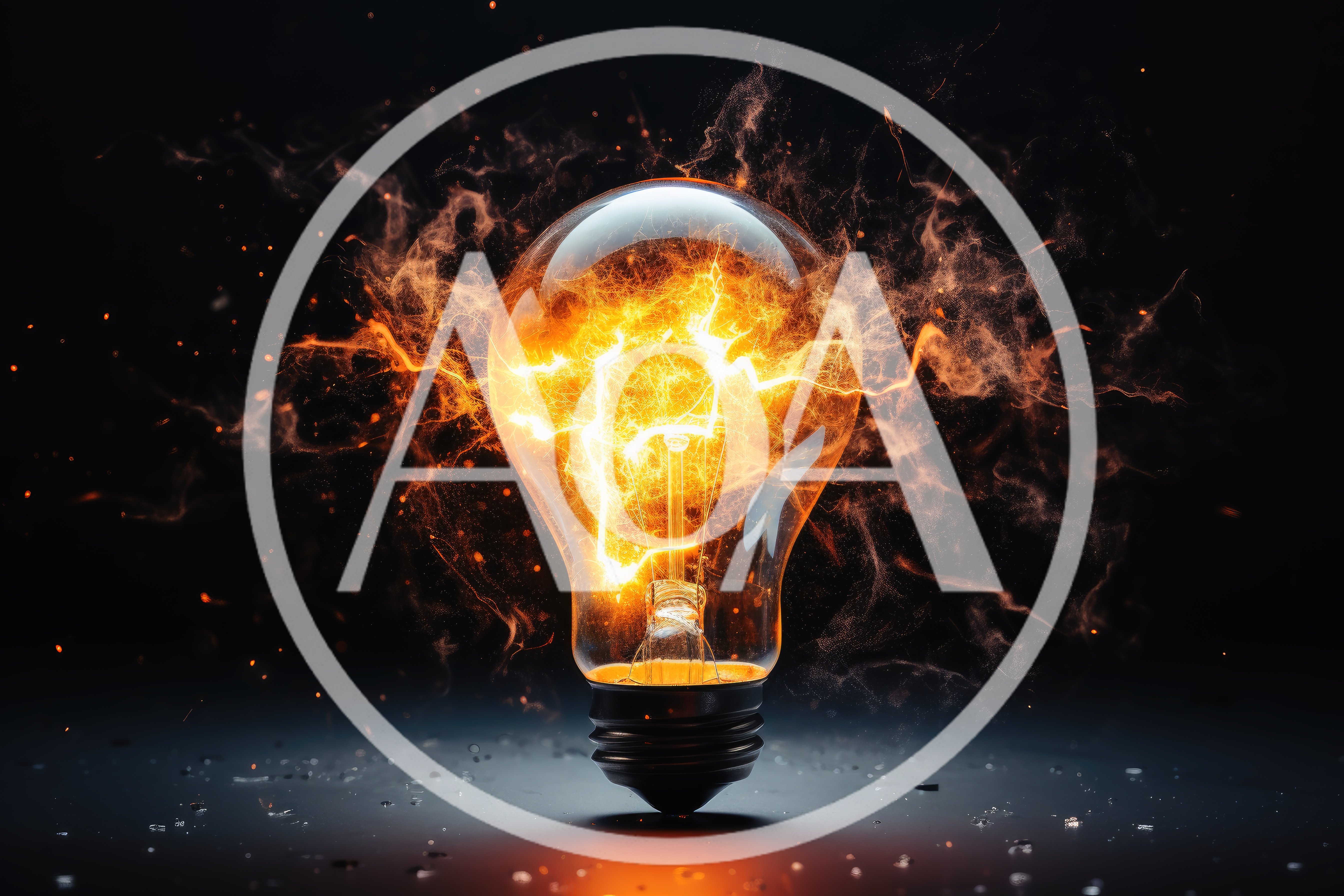 Glowing Light Bulb With Electrical Arcs And Smoke
