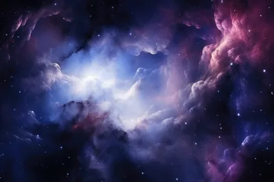 Vibrant Deep Space Nebula With Glowing Gas Clouds