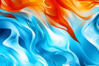 Abstract Fluid Motion With Orange And Blue Waves
