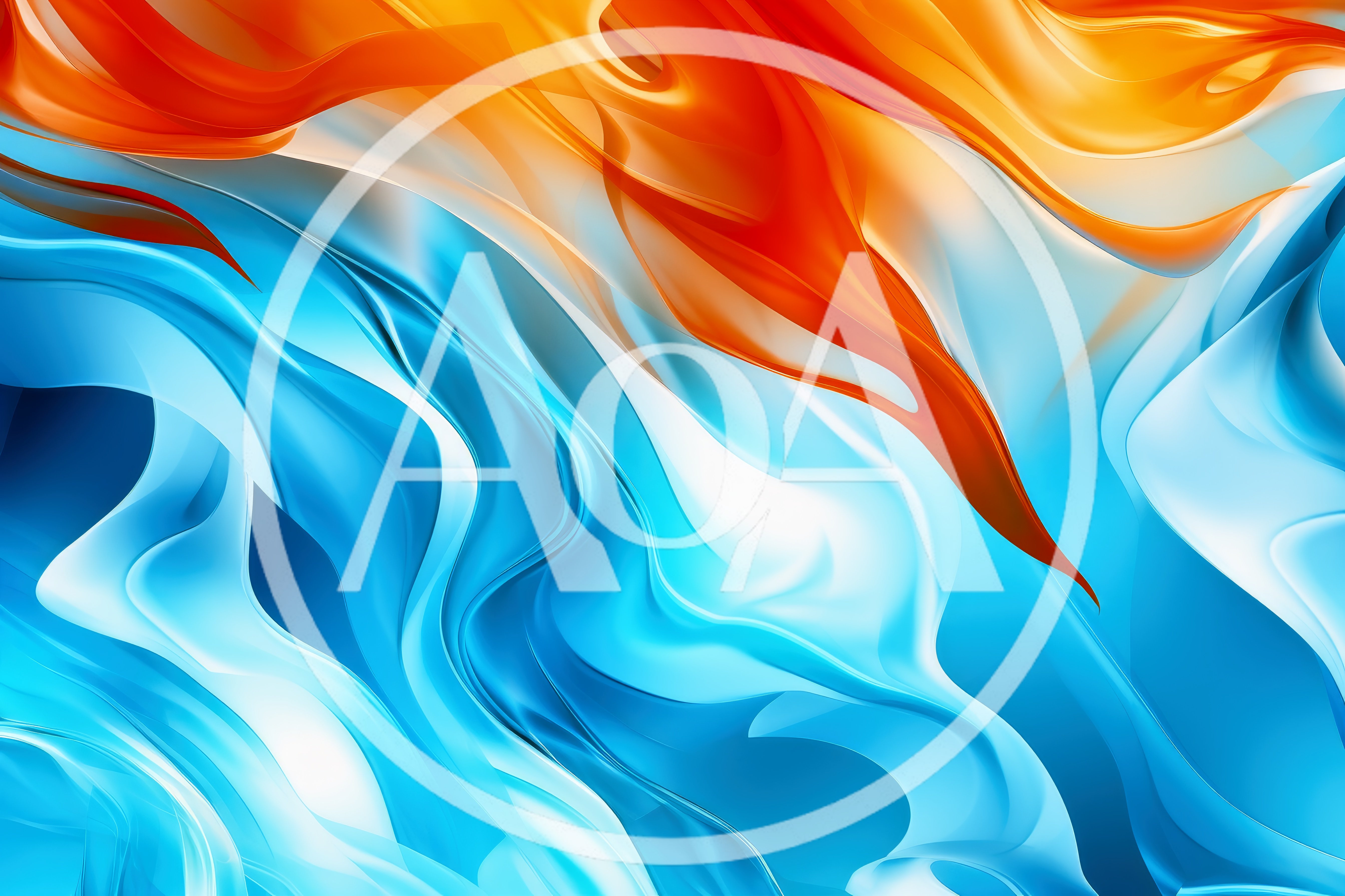 Abstract Fluid Motion With Orange And Blue Waves