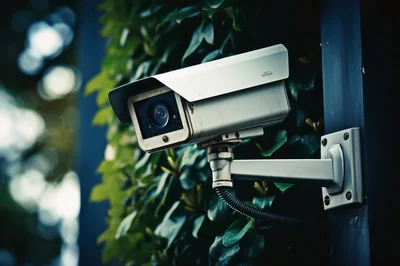 Outdoor Security Camera Mounted On A Wall