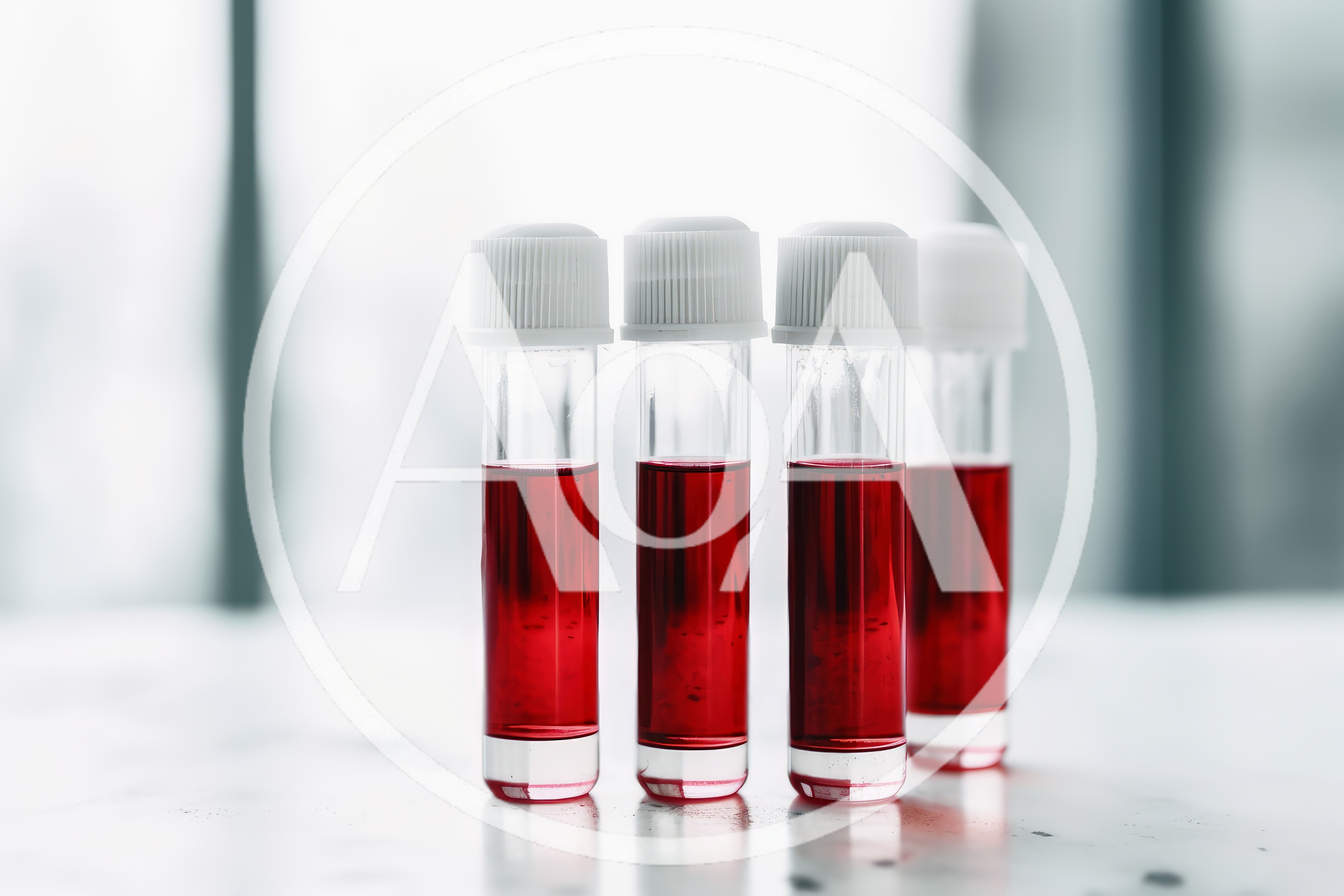 Four Glass Vials Filled With Red Liquid Samples