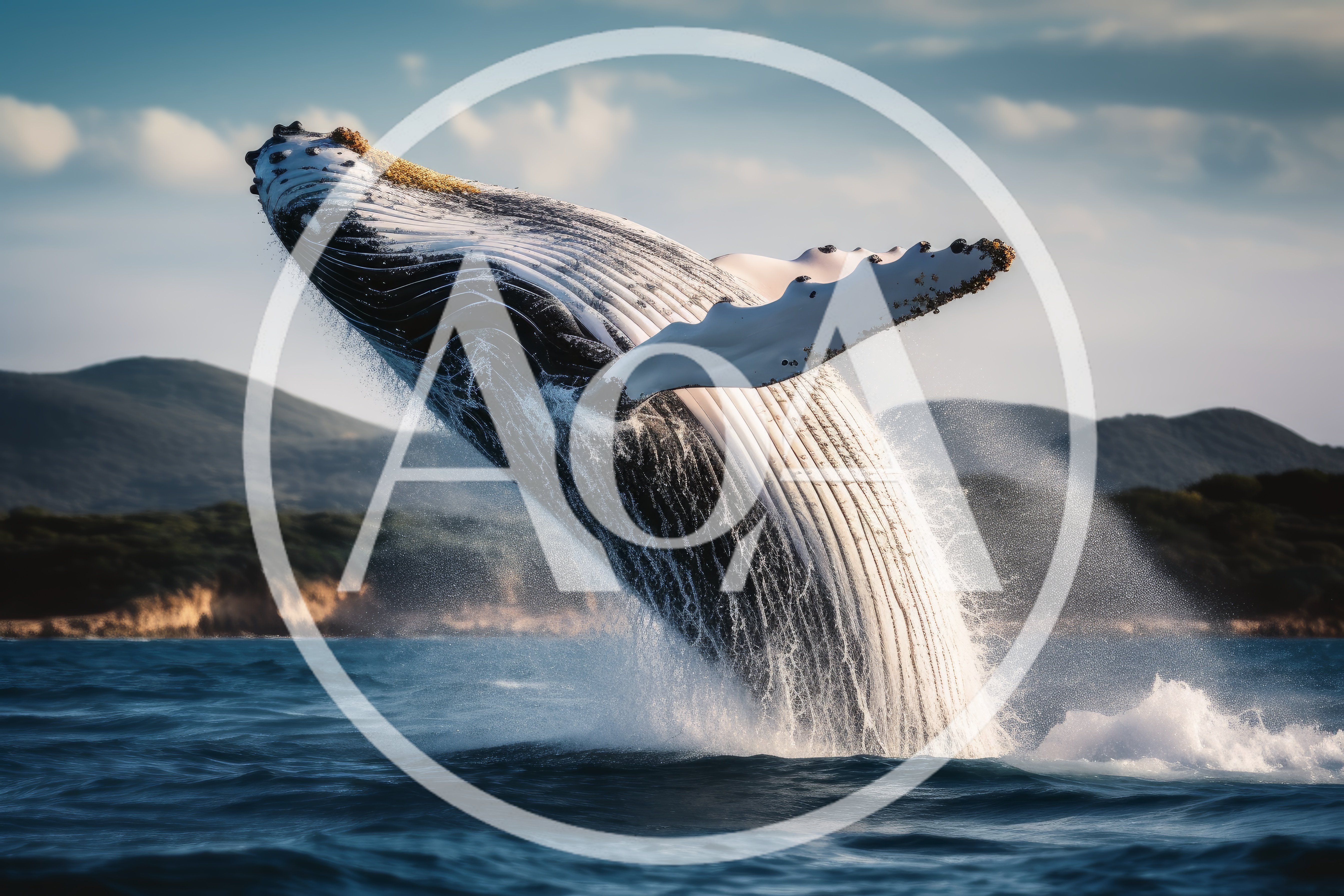 Humpback Whale Breaching Out Of The Ocean