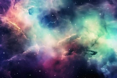 Vibrant Colorful Nebula Cloud In Deep Space