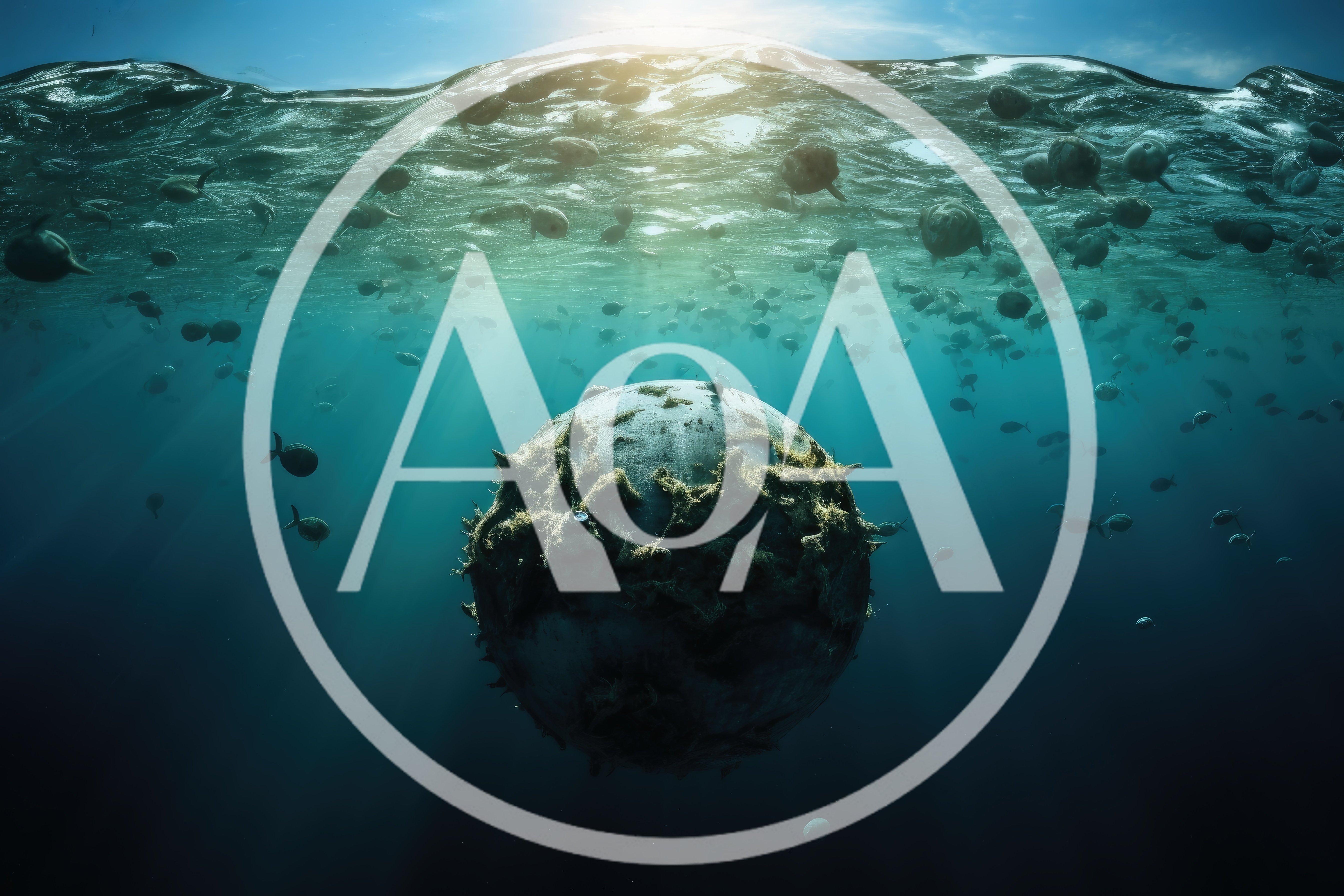 Submerged Spherical Object Floating In Deep Ocean Waters