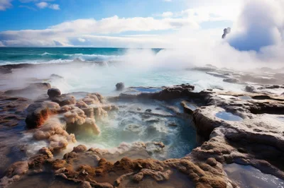 Geothermal Hot Spring Pool on Icelandic Coastline