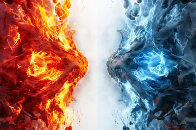 Abstract Fire and Ice Elemental Collision
