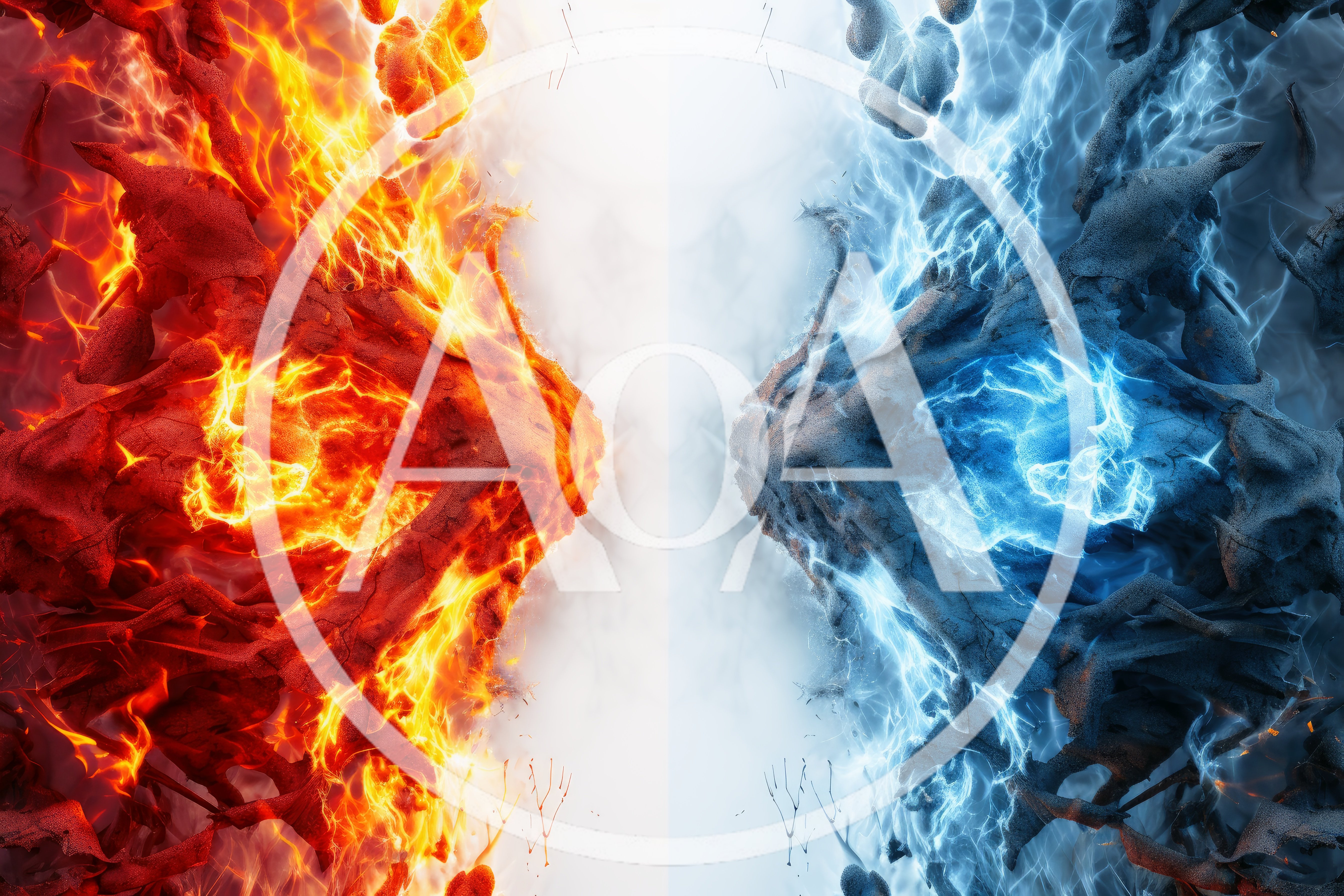 Abstract Fire and Ice Elemental Collision