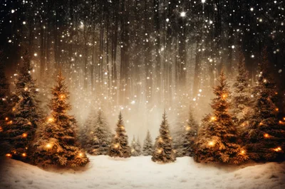 Enchanted Snowy Forest With Glowing Christmas Trees