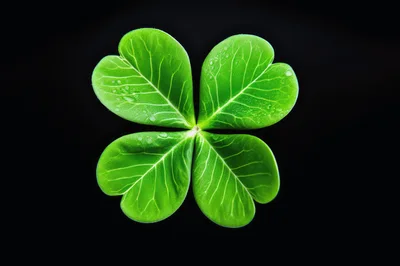 Four Leaf Clover Isolated On Black Background