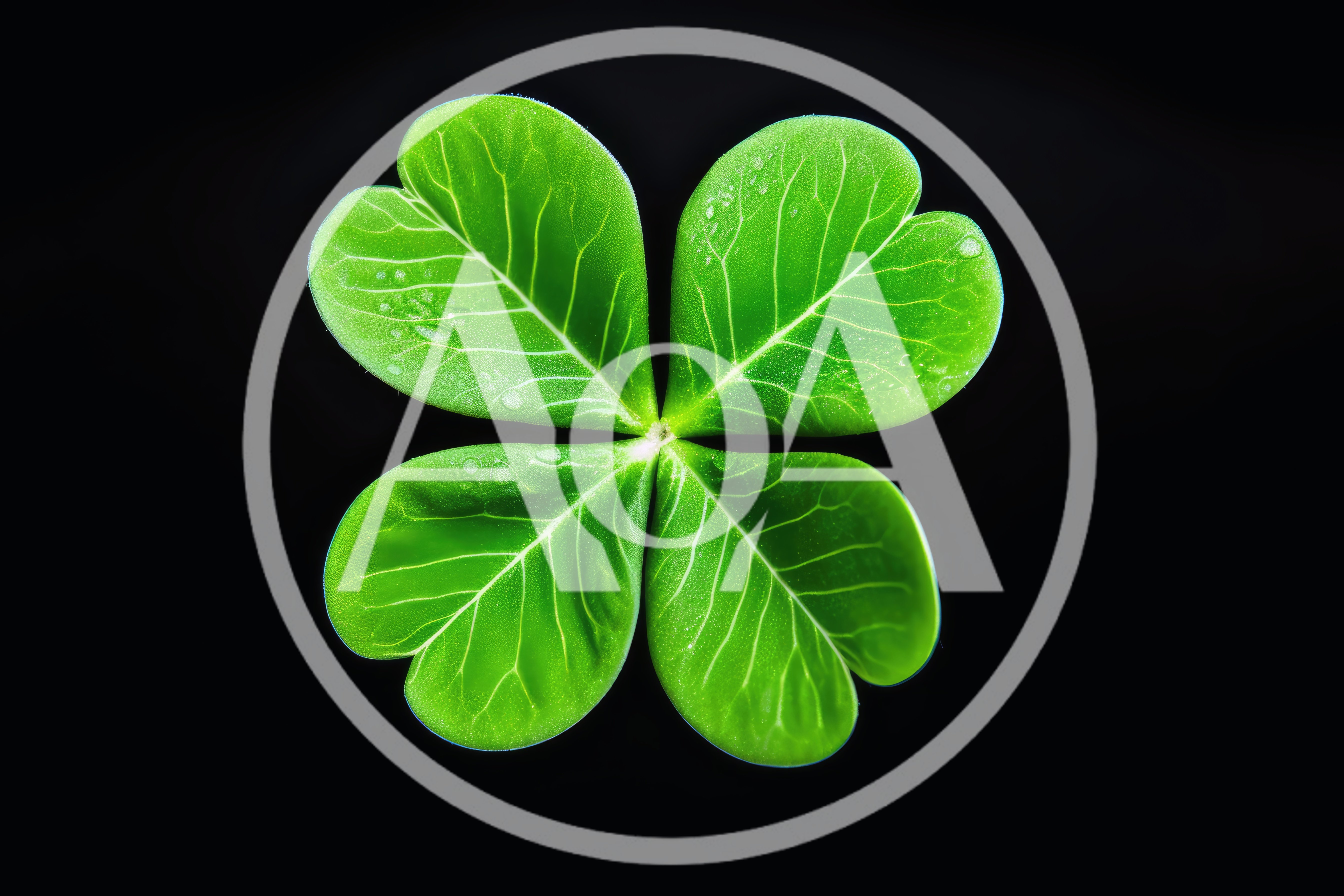 Four Leaf Clover Isolated On Black Background
