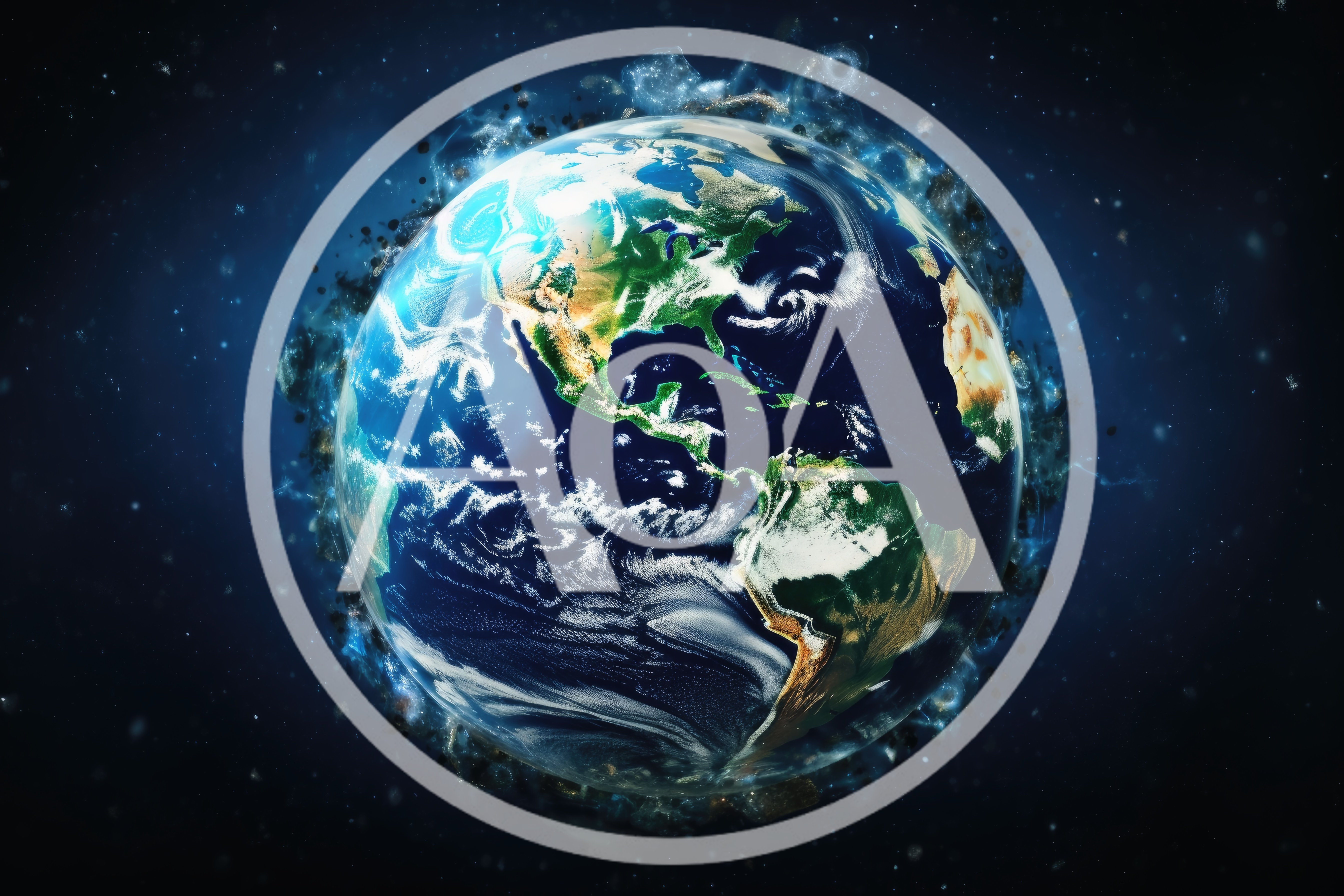 Earth Planet Surrounded By Floating Space Debris