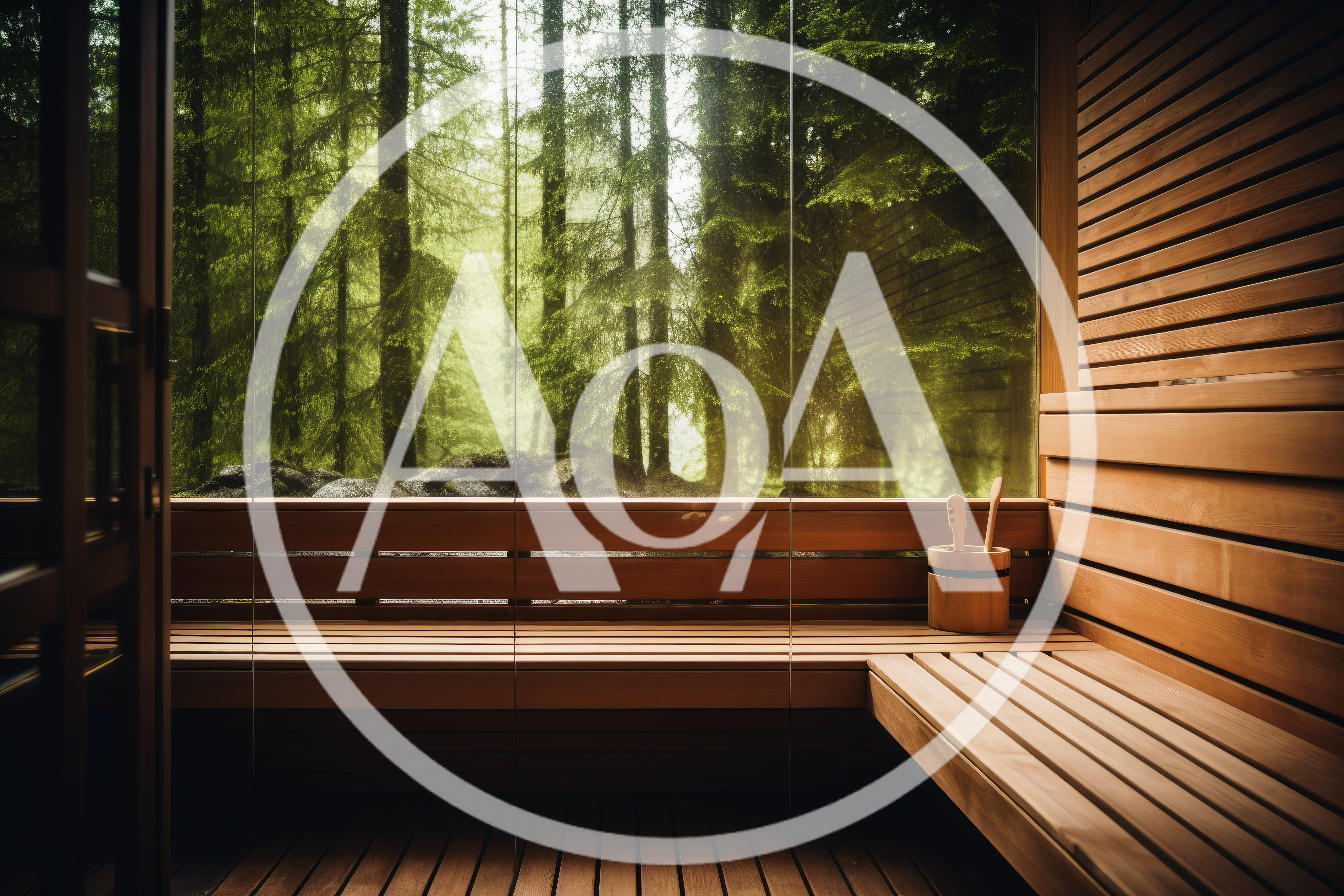 Modern Wooden Sauna Interior With Forest View