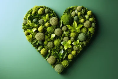Heart Shaped Wall Art Made Of Fresh Green Plants