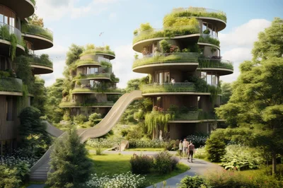 Futuristic Eco-Friendly Residential Complex With Lush Greenery