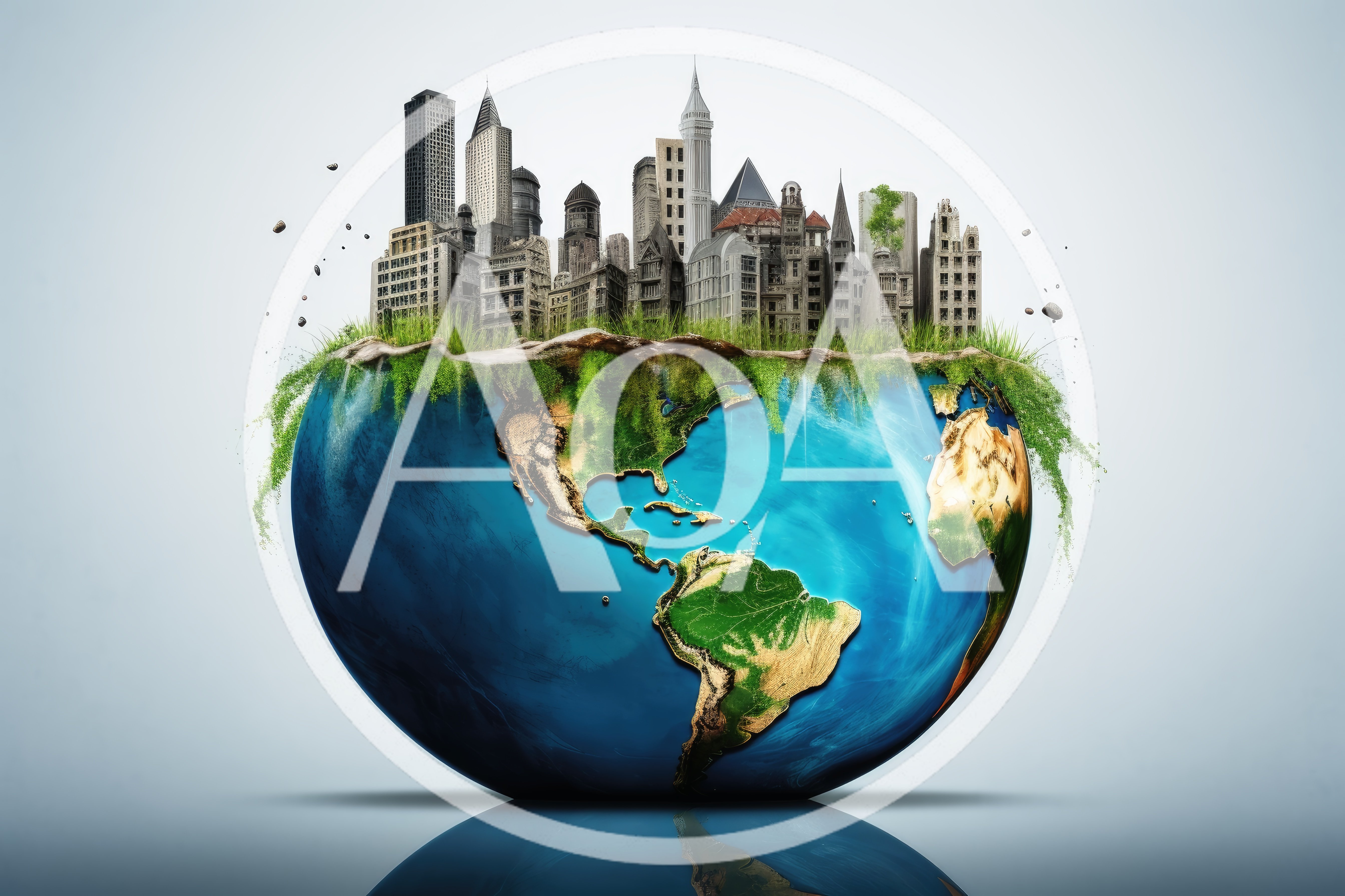 Surreal Cityscape Built Upon A Floating Earth Globe