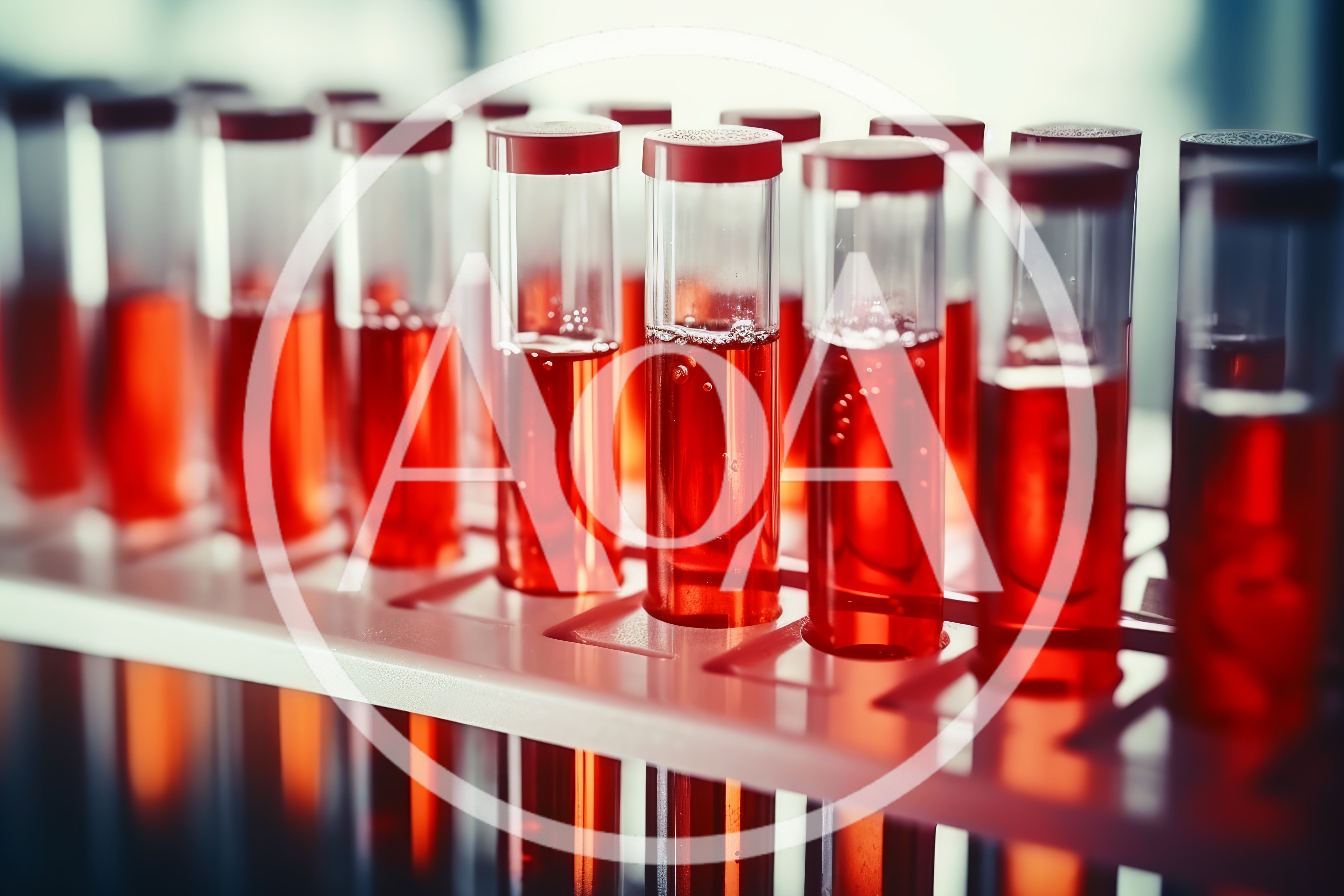 Laboratory Test Tubes Filled With Red Liquid Samples