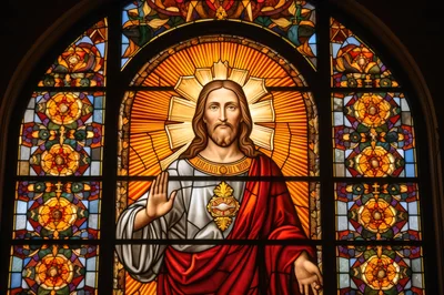 Stained Glass Window Depicting Jesus Christ