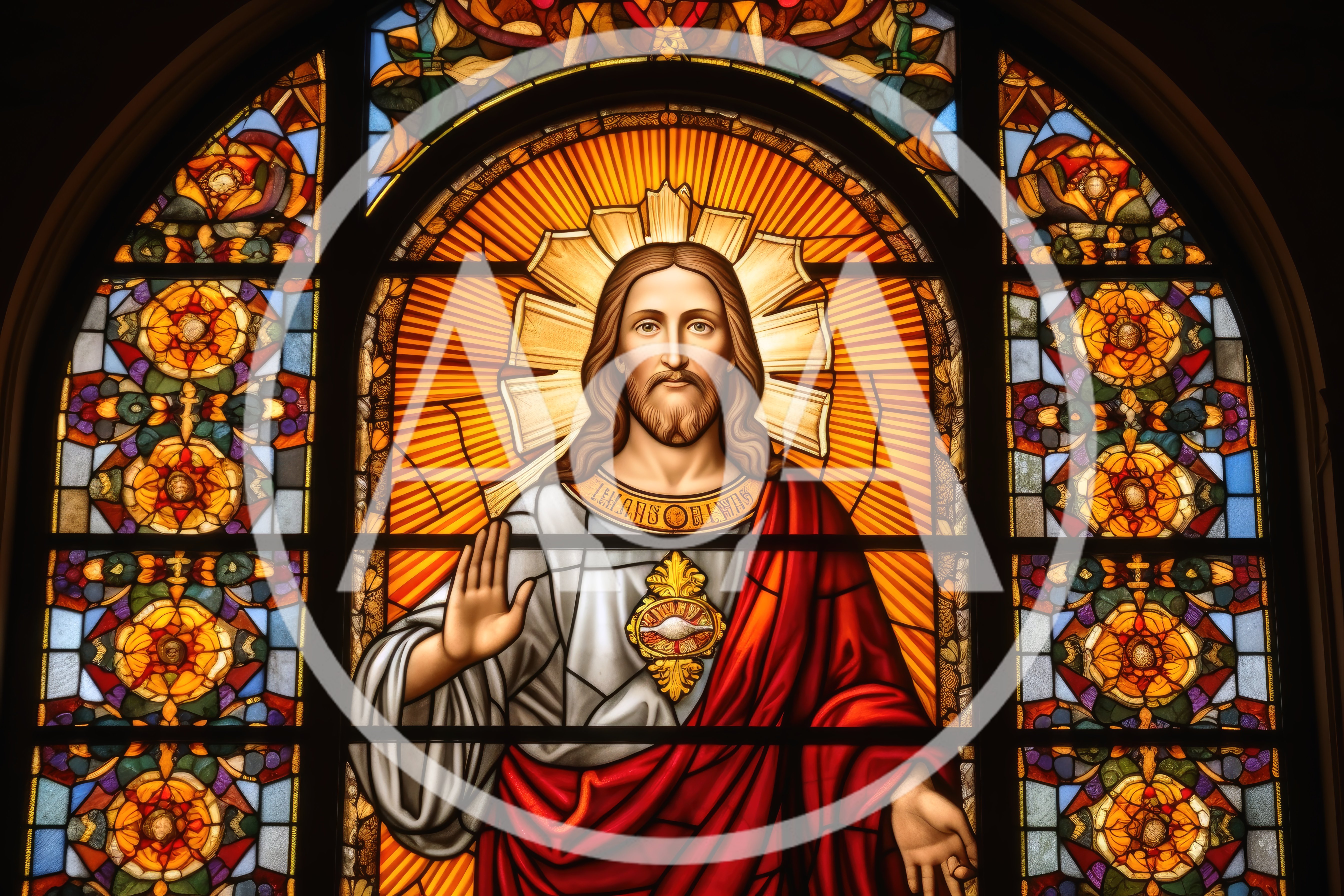 Stained Glass Window Depicting Jesus Christ