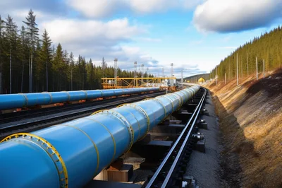Industrial Pipeline Transported on Railway Flatcars