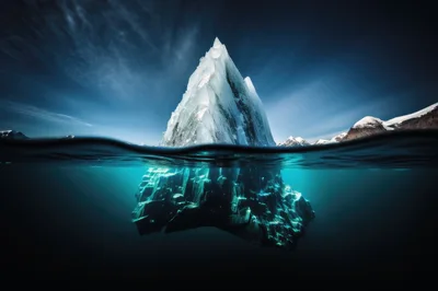 Split Level View Of A Massive Arctic Iceberg
