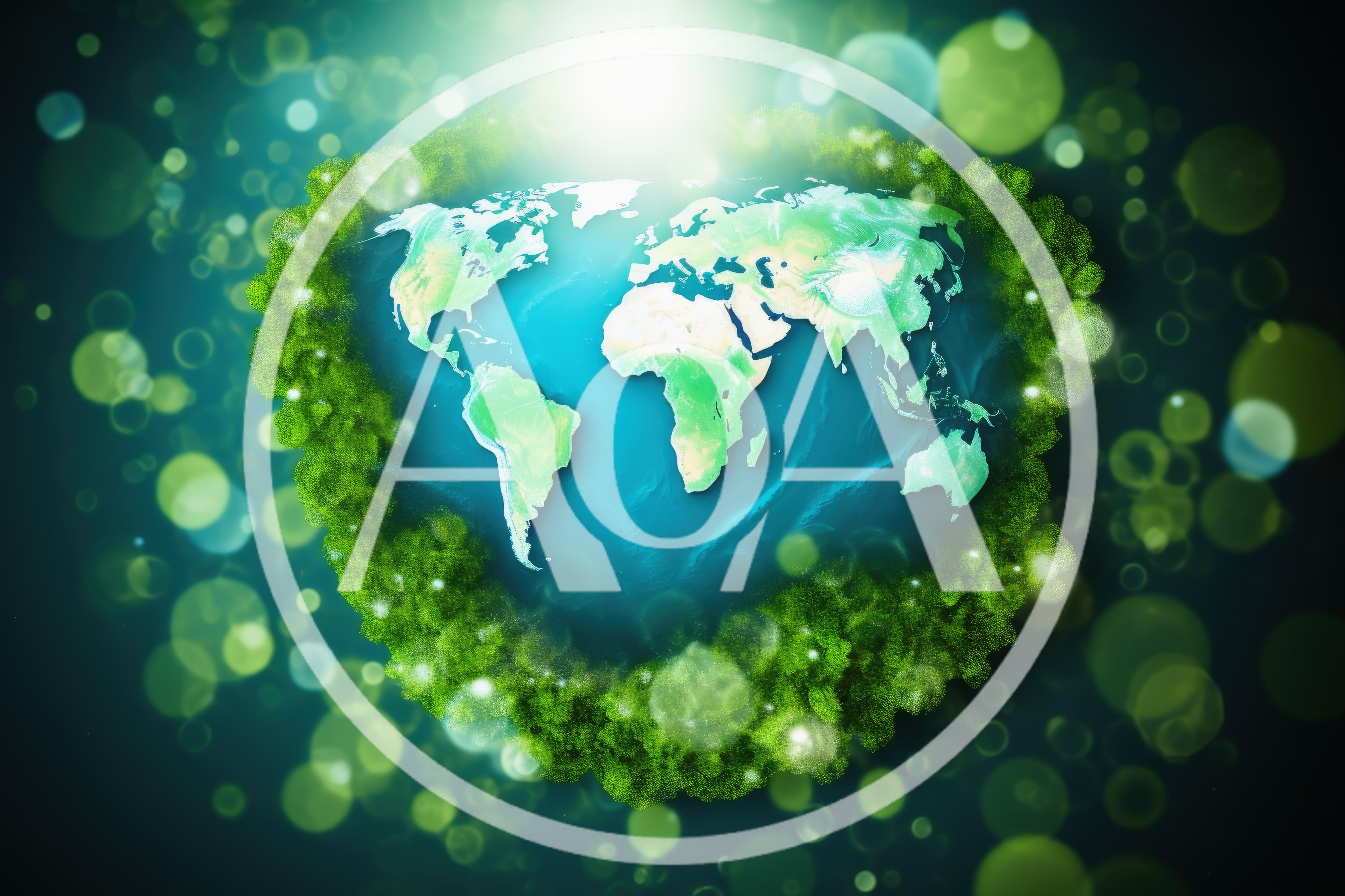 World Map Surrounded By Lush Green Forest Foliage