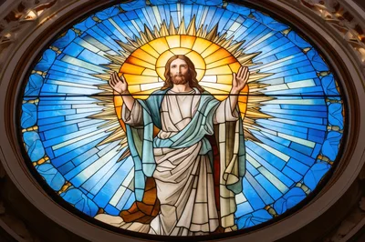 Stained Glass Window Depicting Jesus Christ