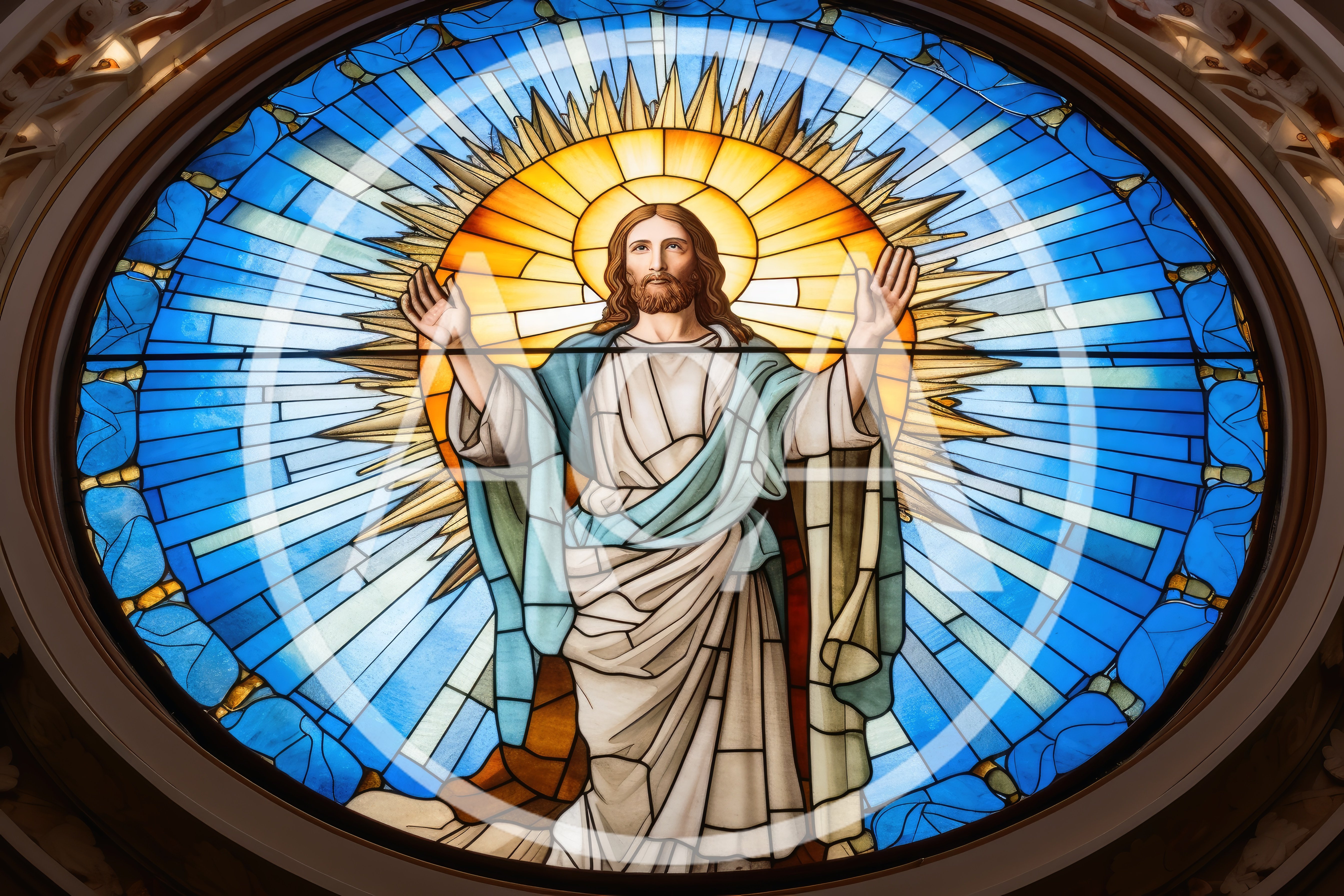 Stained Glass Window Depicting Jesus Christ