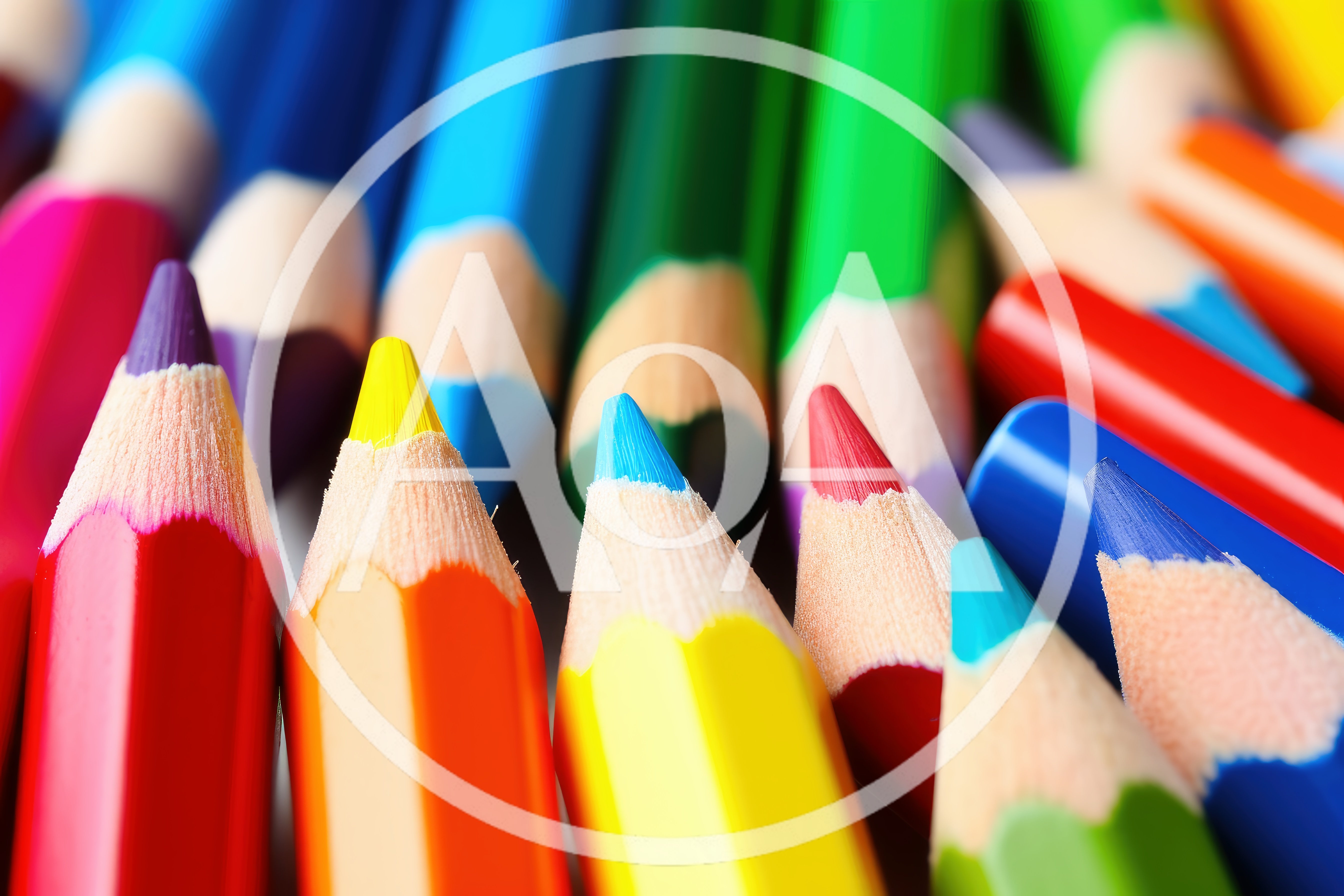 Macro Close Up Of Colorful Sharpened Pencils