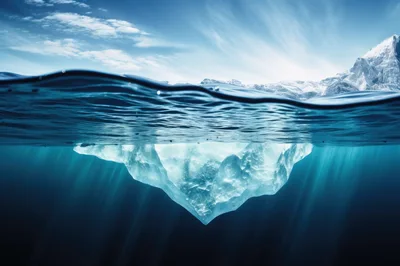 Underwater View Of A Massive Floating Iceberg